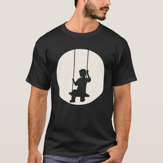 Boy Child Swing Sad Set Seat Moon Swinging Sun Nig T-shirt (Voorkant)
