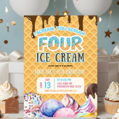 Boy Chocolate Drip Waffle Ice Cream 4e verjaardag Kaart