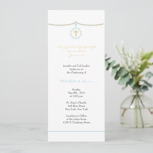 Boy Christening Uitnodiging (Staand voorkant)