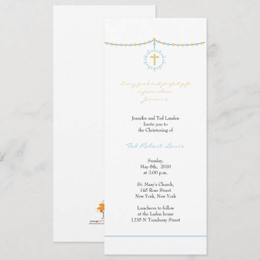 Boy Christening Uitnodiging (Voorkant / Achterkant)