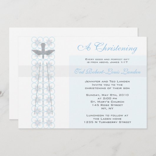 Boy Christening Uitnodiging (Voorkant / Achterkant)