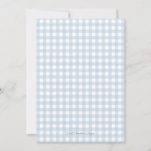 Boy Christmas Baby shower Preppy Gingham Blue Kaart (Achterkant)