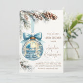 Boy Christmas Ornament Winter Baby shower Kaart (Staand voorkant)