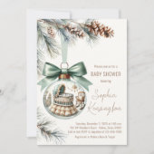 Boy Christmas Tree Ornament Winter Baby shower Kaart (Voorkant)