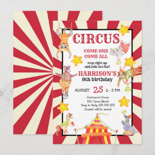 Boy Circus Party Birthday Carnaval Kaart