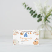 Boy Clothes Pumpkin Baby shower Hoeveel Snoepjes Informatiekaartje (Staand voorkant)