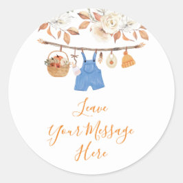 Boy Clothes Pumpkin Baby shower Love Your Message Ronde Sticker