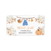 Boy Clothes Pumpkin Herfst Baby shower Adres Etiket (Voorkant)