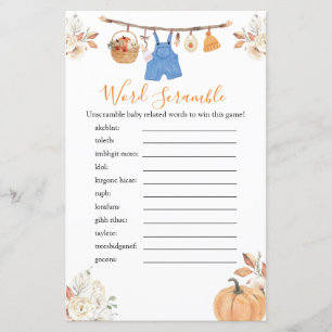 Boy Clothes Pumpkin Herfst Baby shower Word Scramb