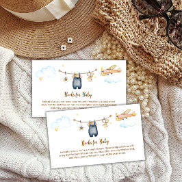 Boy Clothesline Airplane Books For Baby Shower Informatiekaartje