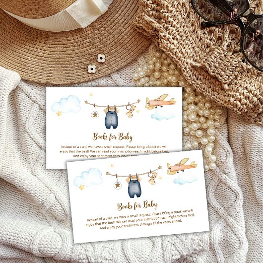 Boy Clothesline Airplane Books For Baby Shower Informatiekaartje