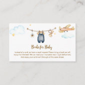 Boy Clothesline Airplane Books For Baby Shower Informatiekaartje (Voorkant)