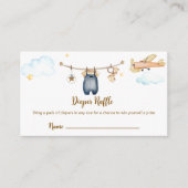 Boy Clothesline Airplane Diaper Raffle Baby Shower Informatiekaartje (Voorkant)