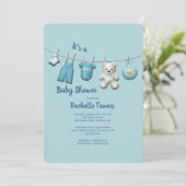 Boy Clothesline Baby shower Kaart (Staand voorkant)