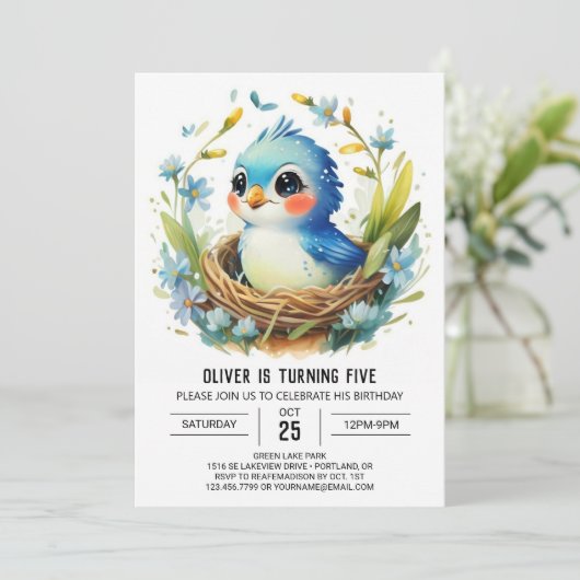 Boy Colibri Into the Bossen Vogelverjaardag Kaart (Staand voorkant)