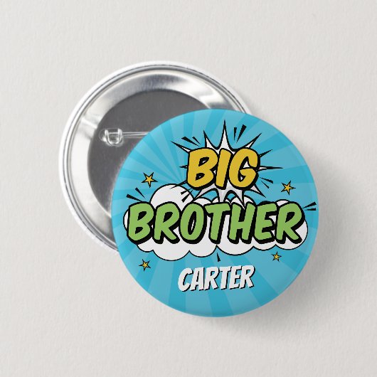 Boy Comic Book Superhero Baby shower Big Brother Ronde Button 5,7 Cm (Voorkant /achterkant)