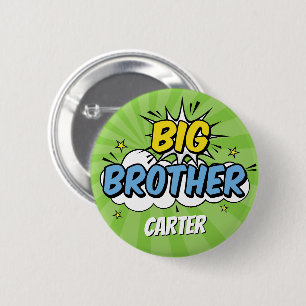Boy Comic Book Superhero Baby shower Big Brother Ronde Button 5,7 Cm