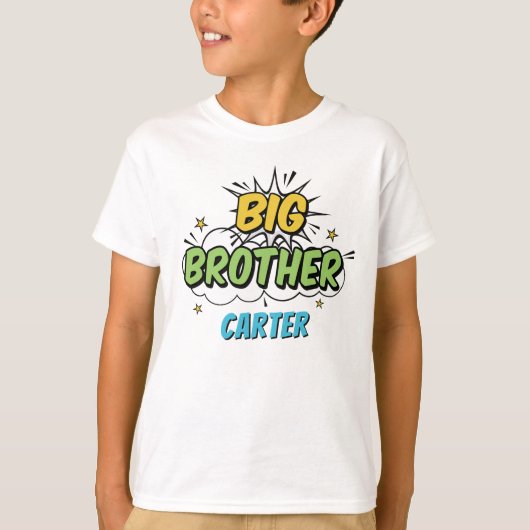 Boy Comic Book Superhero Baby shower Big Brother T-shirt (Voorkant)