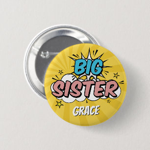 Boy Comic Book Superhero Baby shower Big Sister Ronde Button 5,7 Cm