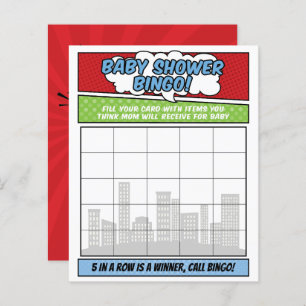 Boy Comic Book Superhero Baby shower Bingogame