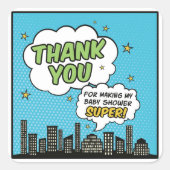 Boy Comic Book Superhero Baby shower Dank u Vierkante Sticker (Voorkant)