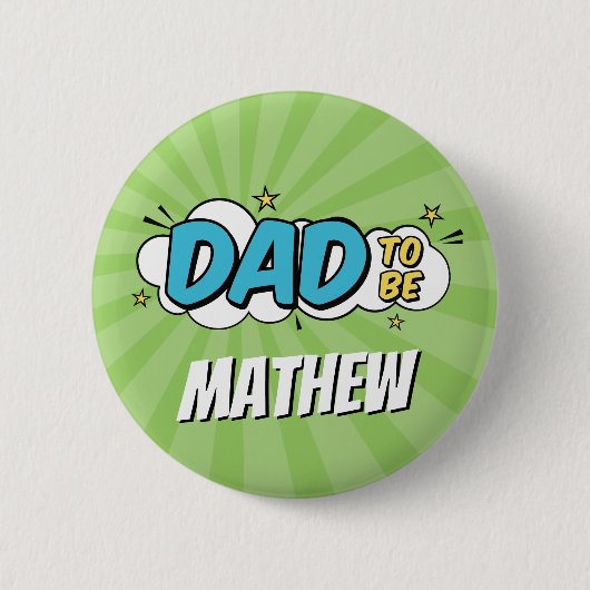 Boy Comic Book Superhero Baby shower Papa Ronde Button 5,7 Cm (Voorkant)