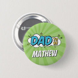 Boy Comic Book Superhero Baby shower Papa Ronde Button 5,7 Cm