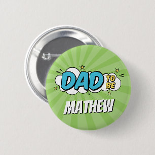 Boy Comic Book Superhero Baby shower Papa Ronde Button 5,7 Cm