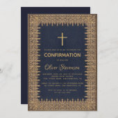 Boy Confirmation Blue Lijst Gold Cross Kaart (Voorkant / Achterkant)