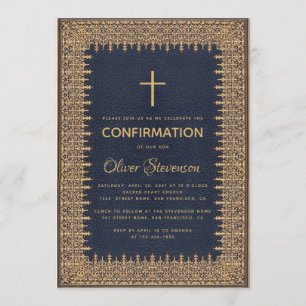 Boy Confirmation Blue  Lijst Gold Cross Kaart