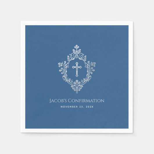 Boy Confirmation Classic Blue Crest Servet (Voorkant)