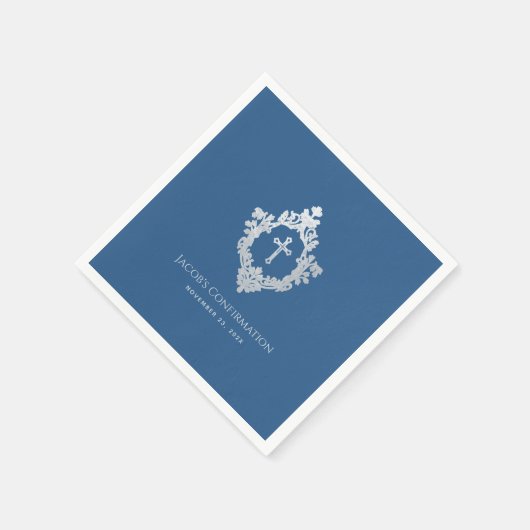 Boy Confirmation Classic Blue Crest Servet (Hoek)