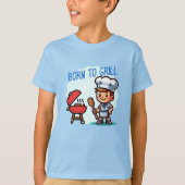 Boy cooking Born to grill T-shirt (Voorkant)