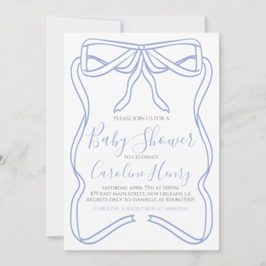 Boy Coquette Bow Baby shower Uitnodigen MAKE ELKE  Kaart (Voorkant)