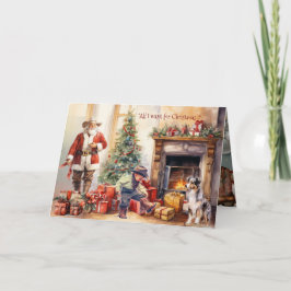 Boy Cowboy Boots for Christmas Christmas Card Feestdagen Kaart