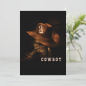 Boy Cowboy Verjaardagsuitnodiging, bewerkbaar Mijn Kaart (Staand voorkant)