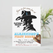 Boy Cowboy Verjaardagsuitnodiging, bewerkbaar Mijn Kaart (Staand voorkant)