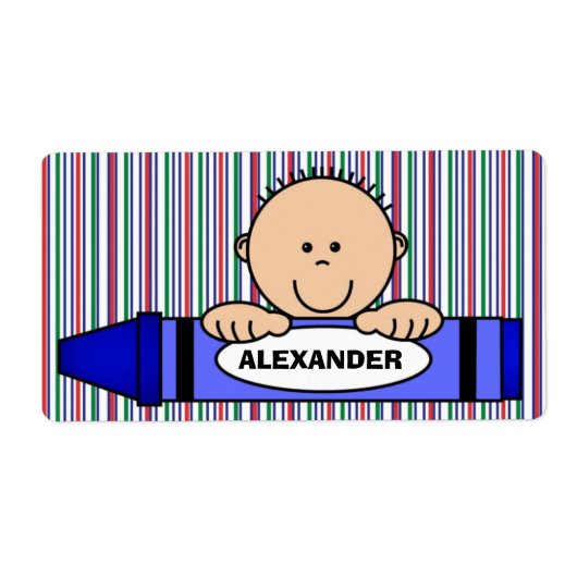 Boy Crayon School Supply Label (Voorkant)