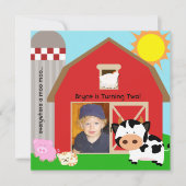 Boy Custom Foto Boerderij Verjaardagsuitnodigingen Kaart (Voorkant)