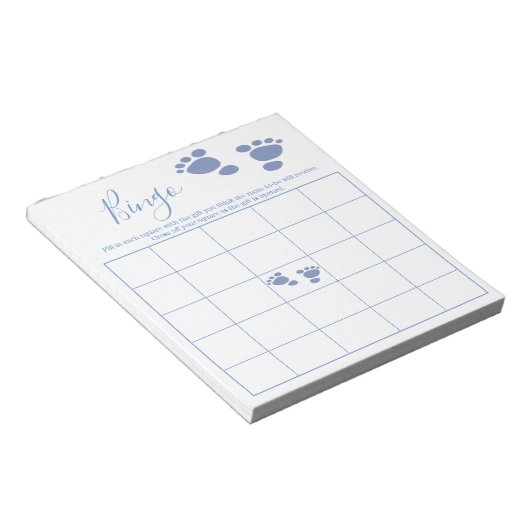 Boy Cute Baby Footprint Baby shower Bingo Notitieblok (Schuin)