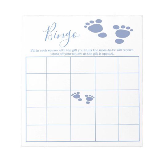 Boy Cute Baby Footprint Baby shower Bingo Notitieblok (Voorkant)