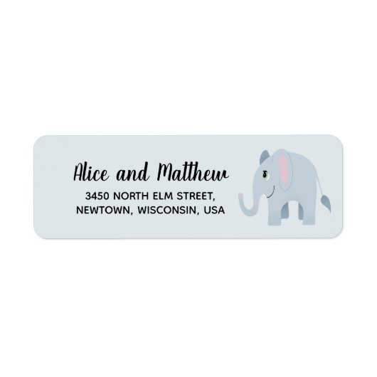 Boy Cute Elephant Baby shower Return Address Etiket (Voorkant)