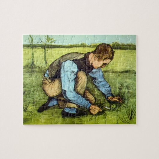 Boy Cutting Grass met Sickle door Vincent van Gogh Legpuzzel (Horizontaal)