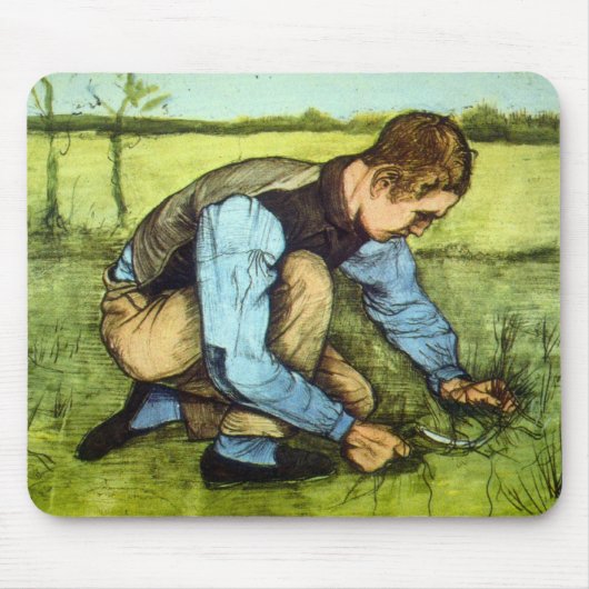 Boy Cutting Grass met Sickle door Vincent van Gogh Muismat (Voorkant)
