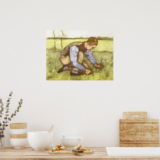 Boy Cutting Grass met Sickle door Vincent van Gogh Poster (Keuken)