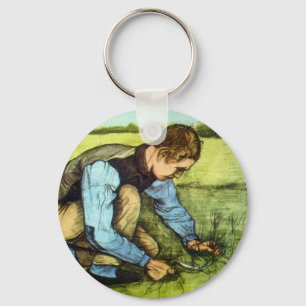 Boy Cutting Grass met Sickle door Vincent van Gogh Sleutelhanger