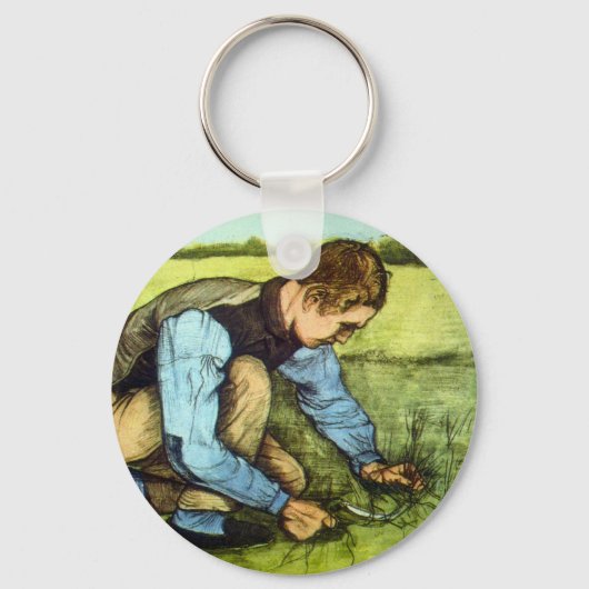 Boy Cutting Grass met Sickle door Vincent van Gogh Sleutelhanger (Voorkant)