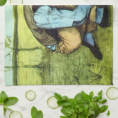 Boy Cutting Grass met Sickle door Vincent van Gogh Theedoek (Gevouwen)