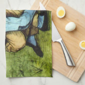 Boy Cutting Grass met Sickle door Vincent van Gogh Theedoek (Quarter Fold)