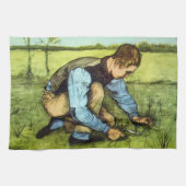 Boy Cutting Grass met Sickle door Vincent van Gogh Theedoek (Horizontaal)